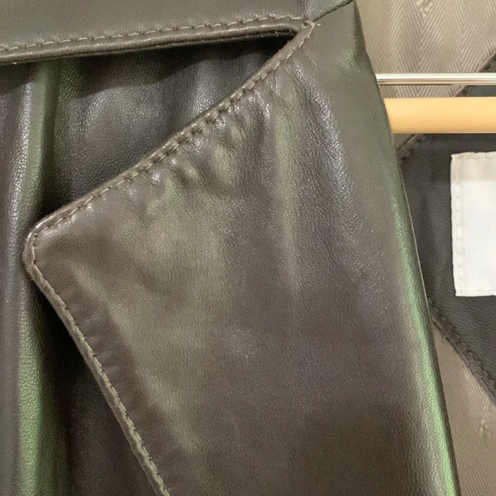 Chocolate Brown Leather Car Coat Saks Fifth Ave Sz S